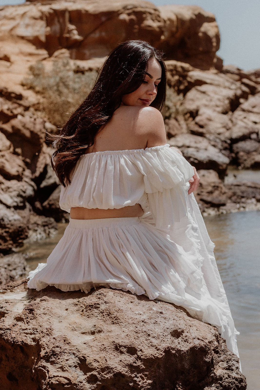 Lennie white two piece cotton set for special occassions and relaxed styling