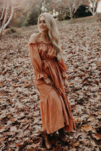Co & Ry Bohemian Off The Shoulder Cotton Goldie Dress in Rust