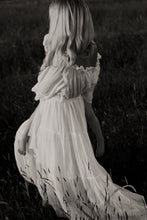 Co & Ry white cotton Goldie dress back view in dry grass field