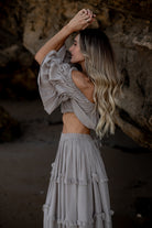 Oatmeal Lennie set with adjustable waistband and soft breathable fabric