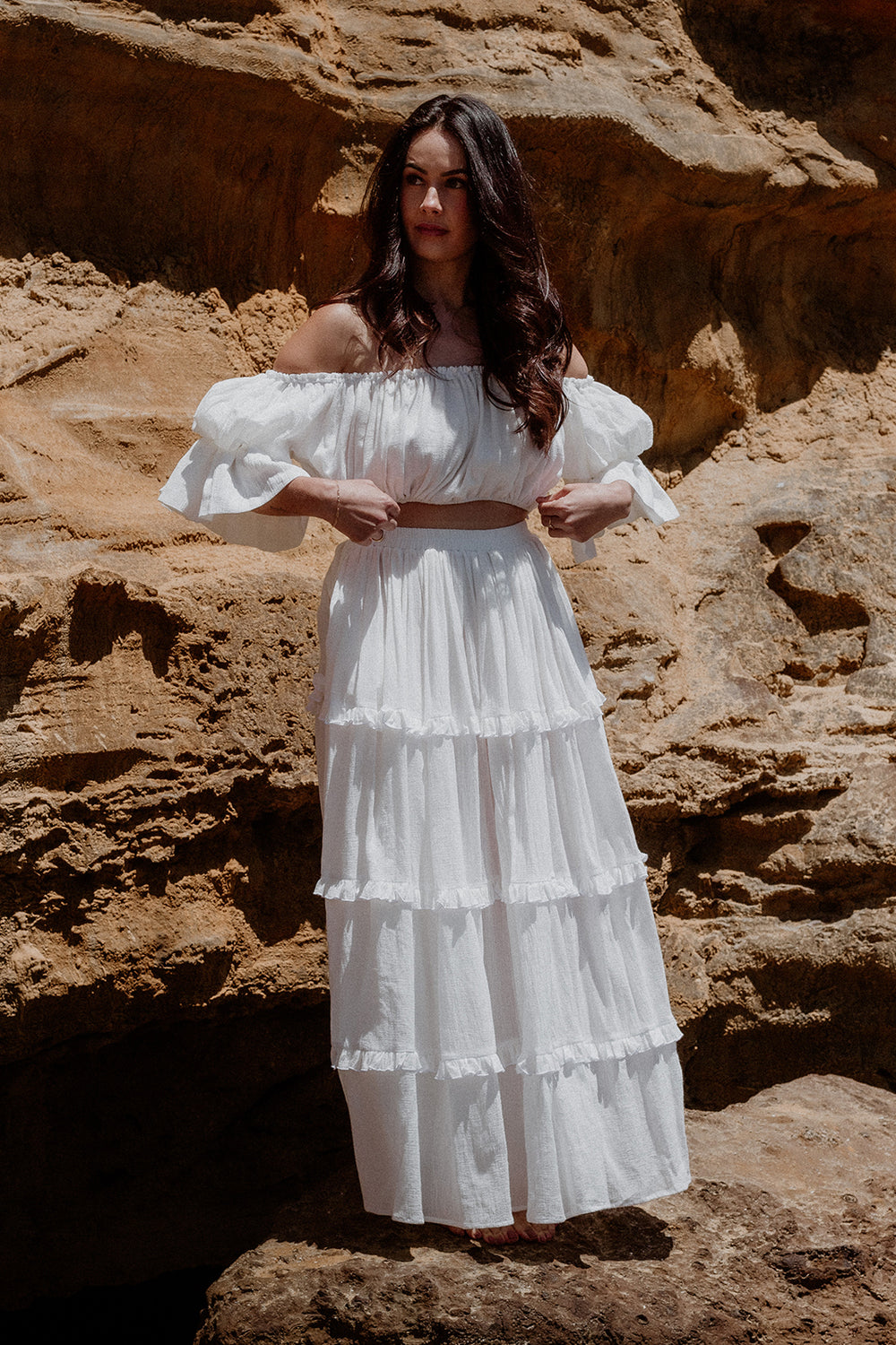 Lennie white two piece cotton set for everyday wear and relaxed styling