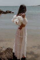 White Lennie set with adjustable waist skirt and breathable cotton fabric