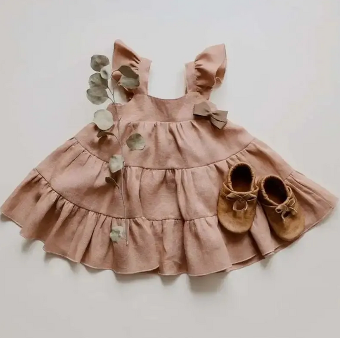 GIRLS DRESS - DUSTY PINK SIZE 12 MONTHS