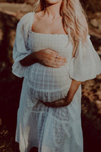 Maternity White Tartan Shirred Dress with tier skirt